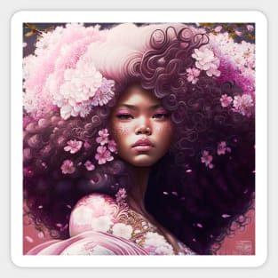 [AI Art] Cherry blossom lady with big hair Sticker